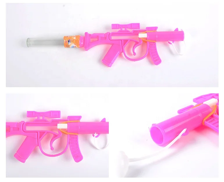 shooting game plastic mini rubber band missile toy candy gun for kids