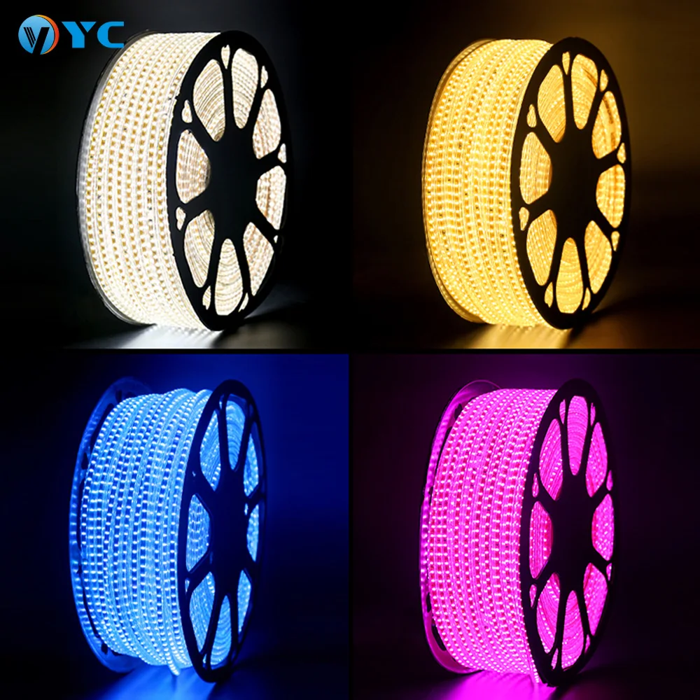5050 smd 110v 220v 50m 100m RGB Светодиодная лента Водонепроницаемая IP65 гибкая белый теплый