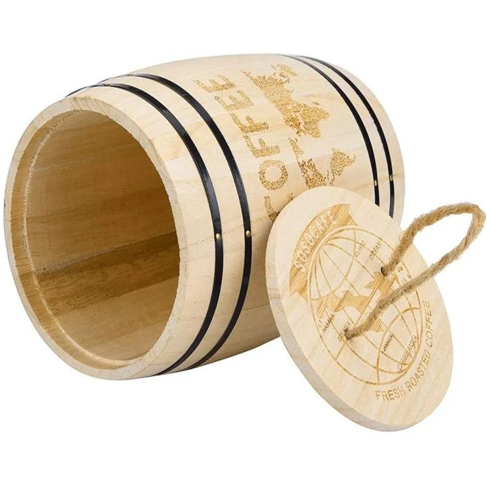 Natural Color Coffee Bean Tea Paulownia Oak Barrel Custom Different Size Wooden Barrel