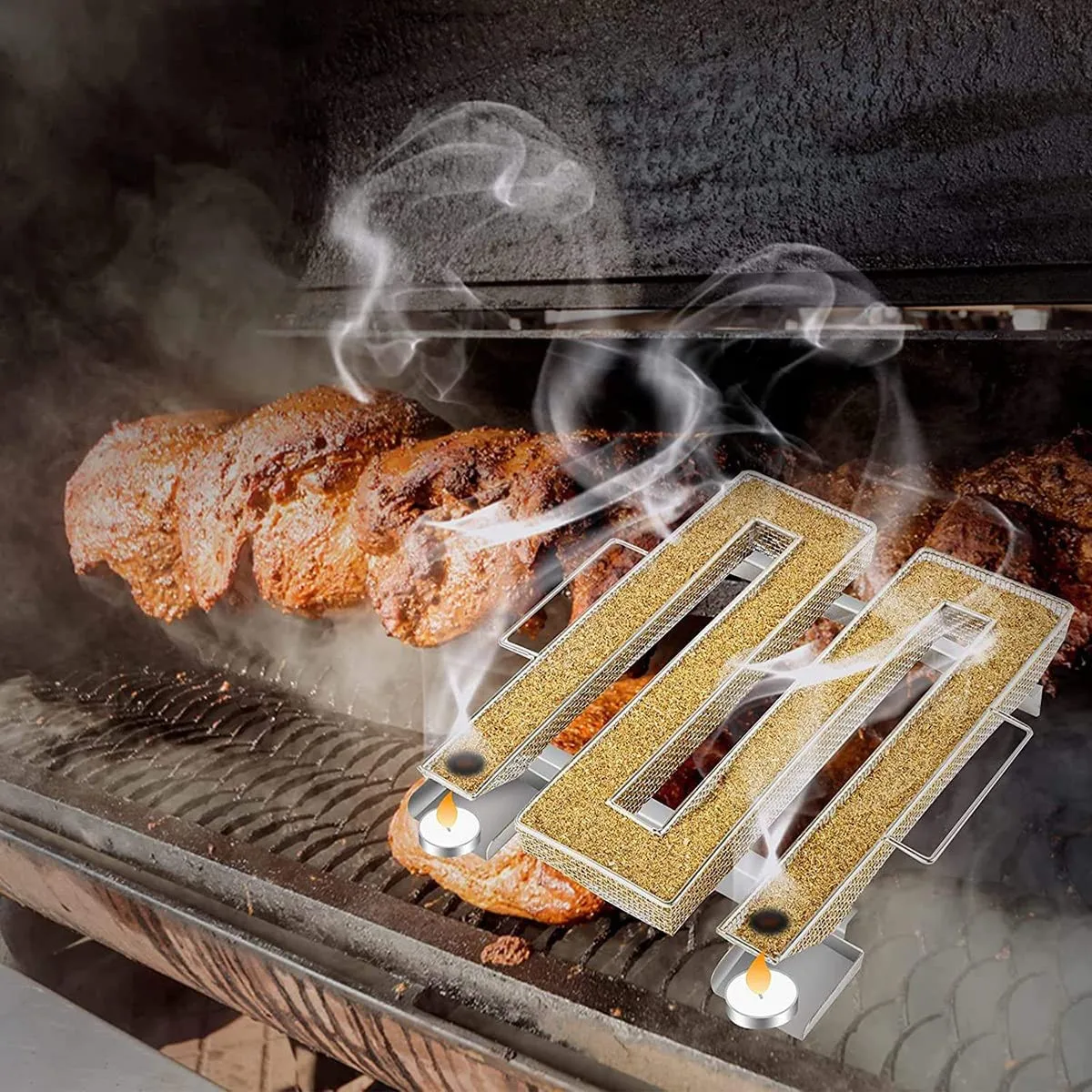 Outdoor Cold Smoke Generator Sawdust Powder Smoker Hot and Cold Smoking BBQ Grill Hot and Cold Smoking Salmon Meat Burns