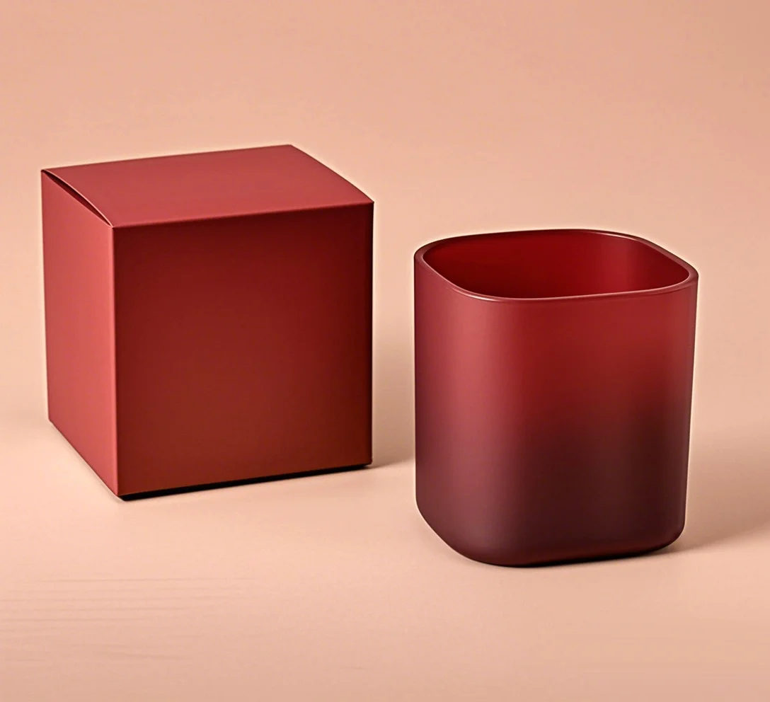 custom private label unique candle holder frosted empty square glass jars 3oz 10oz candle jars with wooden lids