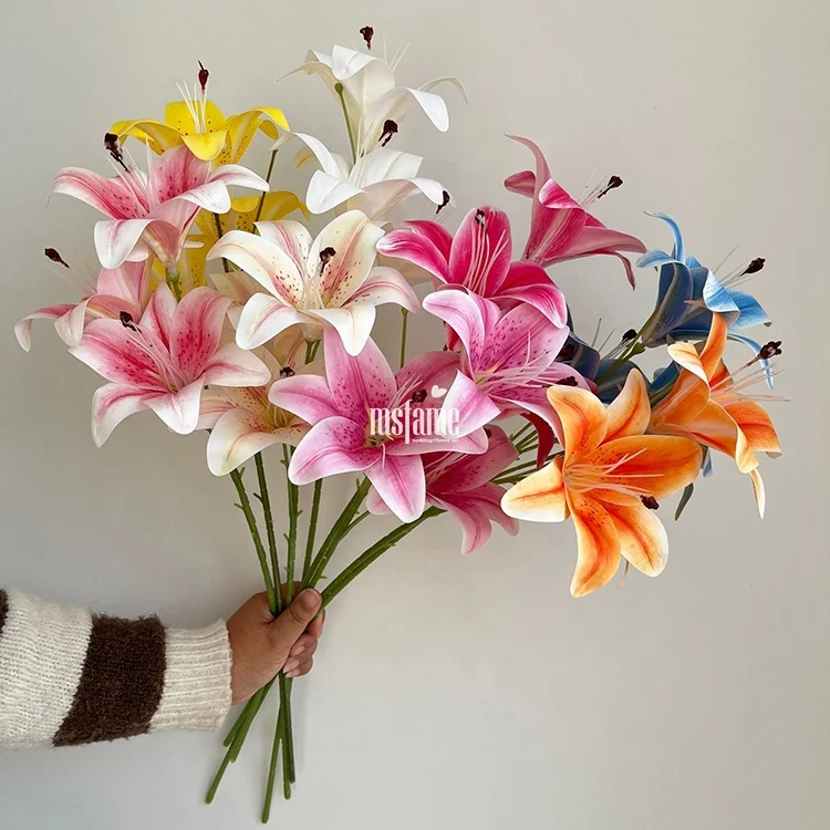 MSFAME Wholesale Price White Lily Of The Valley Artificial Flowers Real Touch 3D Flower