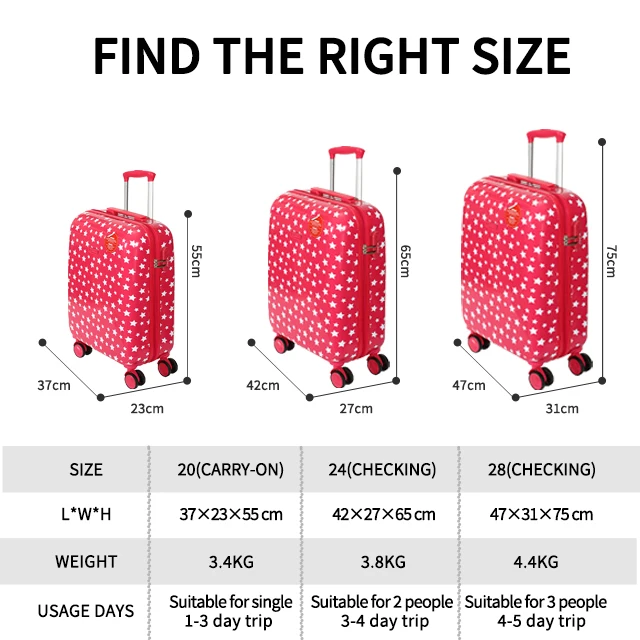 Custom PC children cute suitcase 13 20 24 29 inches travel suit case Carry on luggage sets For girl travel aeroplane