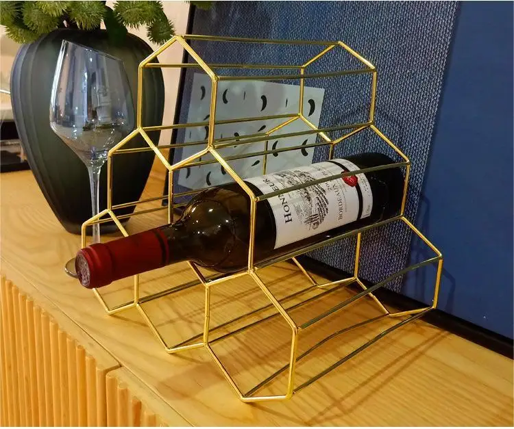 Iron Wine Storage Rack Display Rack Gold Wine Bottle Holder