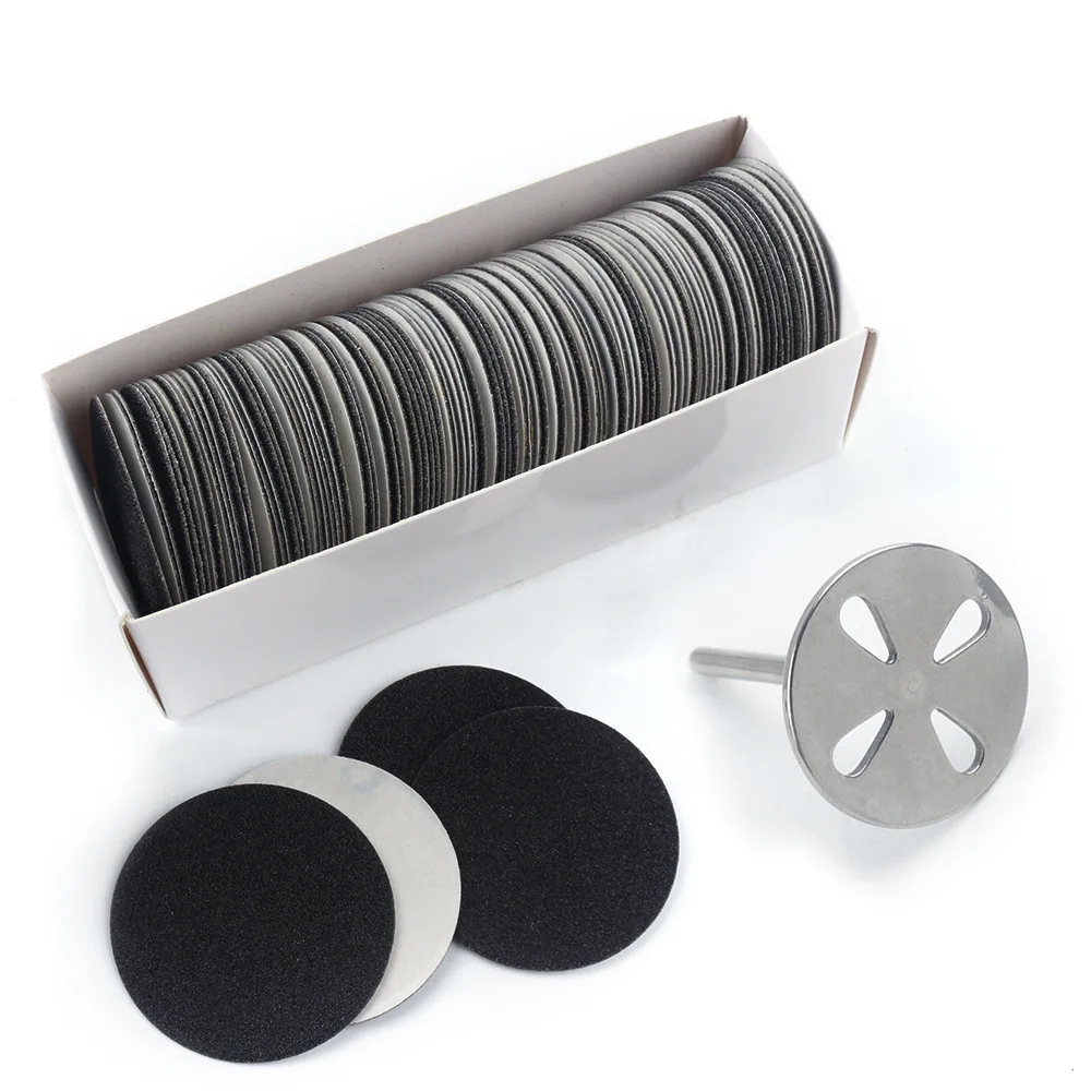 100pcs Replaceable Sanding Paper With Disk 15/20/25/35mm Pedicure spa set Sandpaper Nail cuticle drill bits for nails art Tool