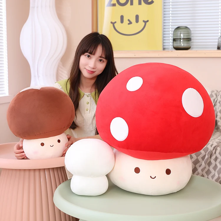 Stuffed Red Plush Mushroom Throw Pillow Cushion 3D Soft Stuffed Pillow Toy Gift For Kids Plush Mushroom Doll