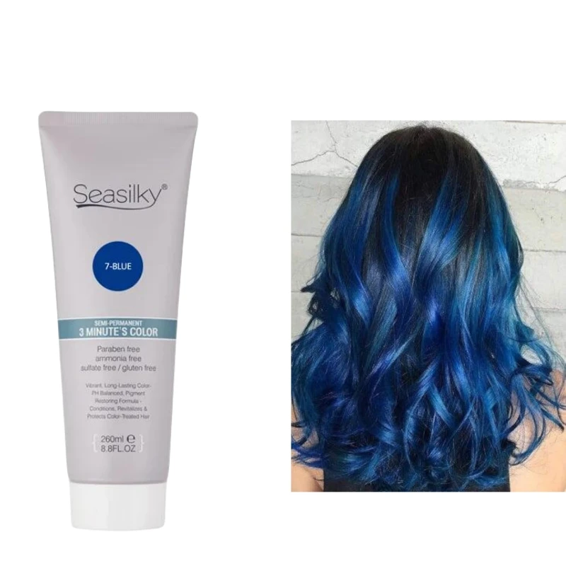 High Quality Ammonia-Free Fashion Blue Semi-Permanent Hair Color Conditioning Cream 3 Minutes Rapid Dying