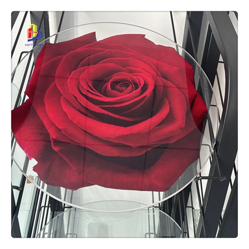3+3mm UV Digital Printed Silk Screen Glass Vatti Decorative Red Pattern Tempered Laminated Glass