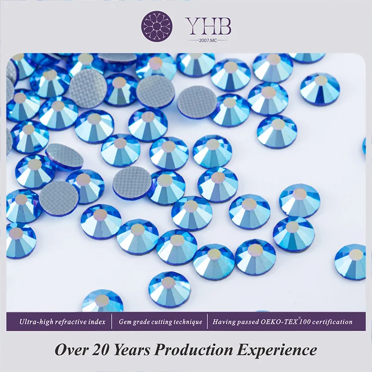 2025 YHB Factory Epoxy Resin for Art Crystal Clear Decorative Stones SS0-SS48 Flat Bottom Hot Fix Nail Art Clothes Rhinestone