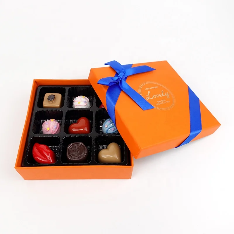 Custom luxury 9 25 truffles chocolate bonbon sweet rigid cardboard paper gift boxes packaging