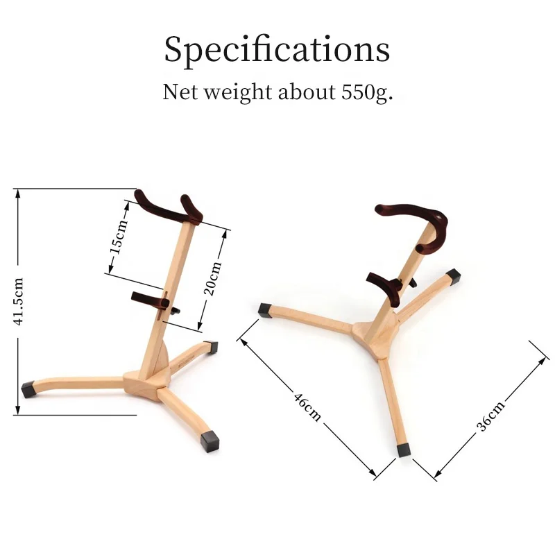 Solid Beech Wood Adjustable Saxophone Stand For Alto and Tenor Saxophone Lonteam SXST-01