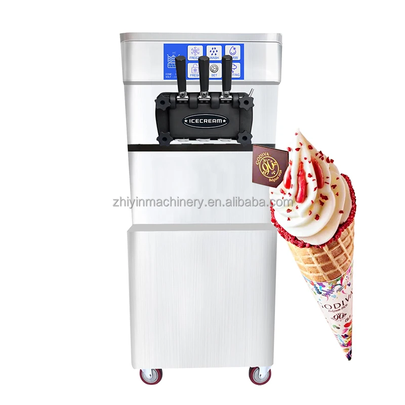 Commercial Ice Cream Maker Sensor Handle Gears Box Compressor Soft Ice Cream Machine 3 Flavor Soft Serve Ice Cream