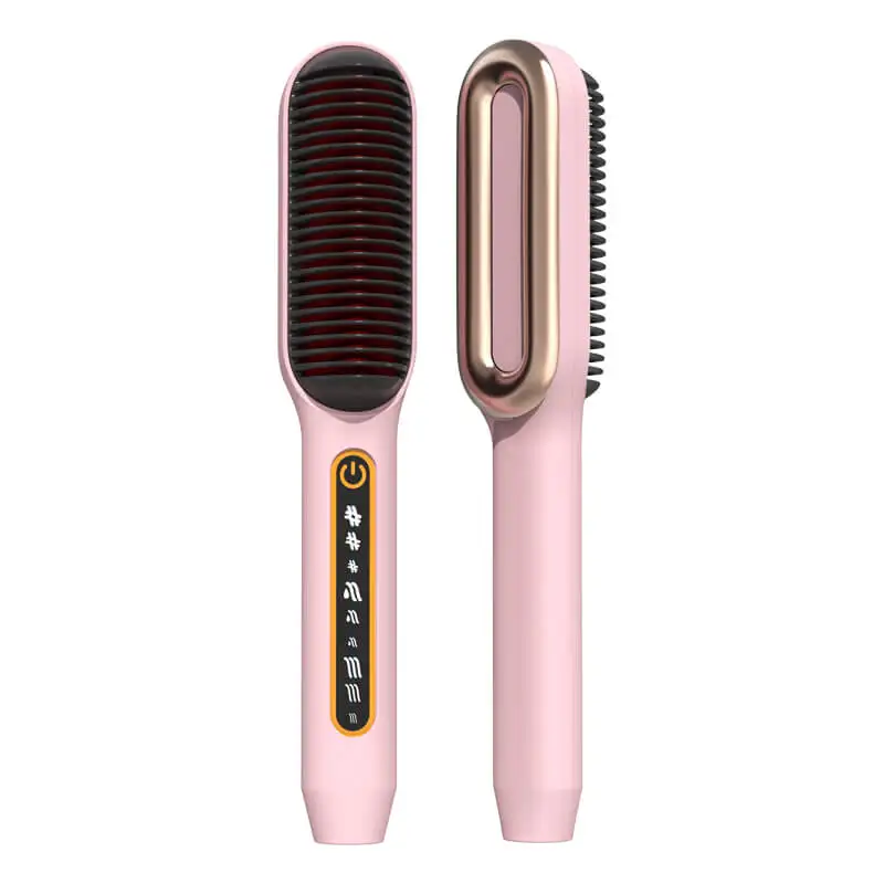 Professional 2 in 1 LED Travel Home Use Ceramic Comb Ionic Electric Hair Curler Hair Straightener