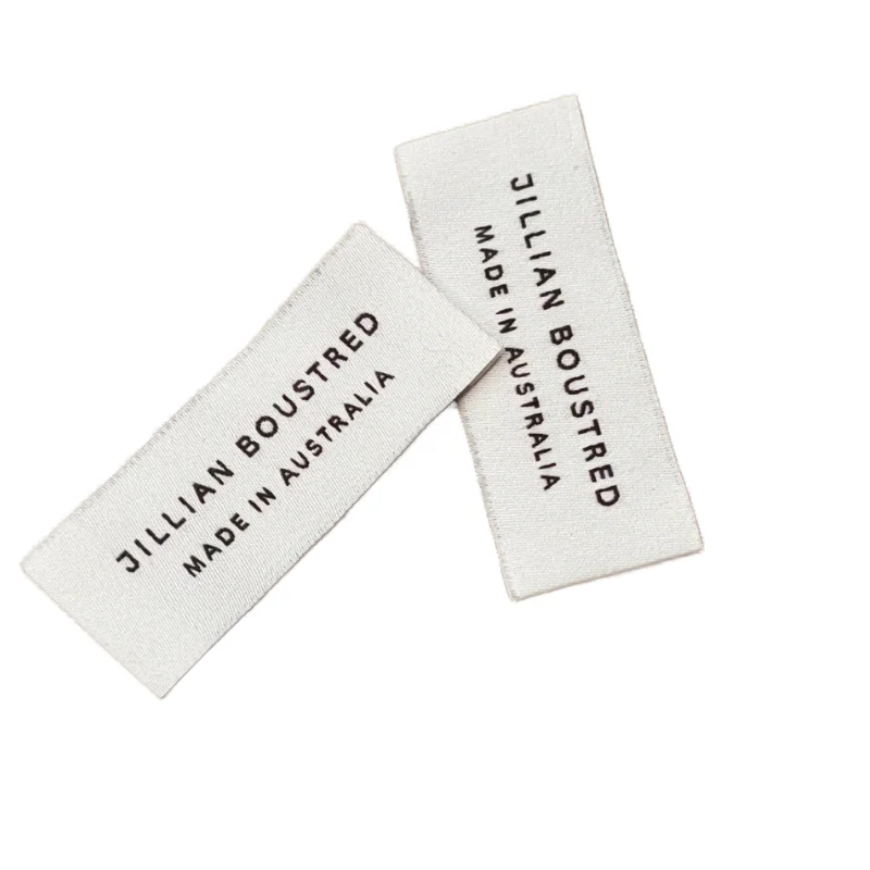 Sustainable End Fold Woven Label Custom High Quality Cotton Woven Fabric Print Brand Collar Neck Label Square