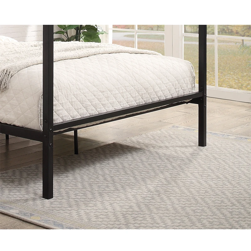 Modern Design Black Easy Assemble Queen Size Sturdy Iron Frame Hotel Canopy Metal Beds