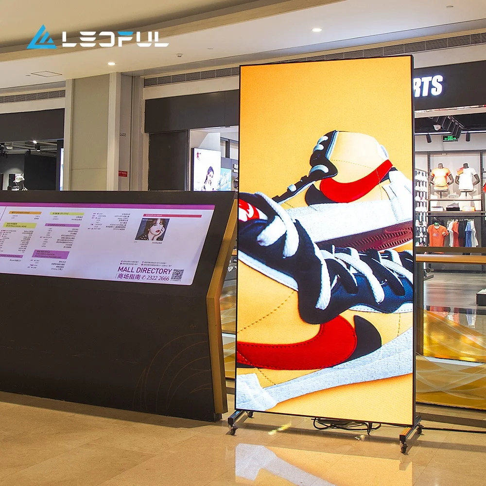 LEDFUL FULL Color 55 Inch Indoor Light and Thin LED Media Movie Poster Portable Mobile LED Billboard P2.5 Video Poster