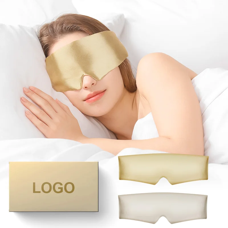 Customized Logo light  mask Airplane Hotel Soft Comfort Shade Eye Masks Fitted Silk Sleep Mask