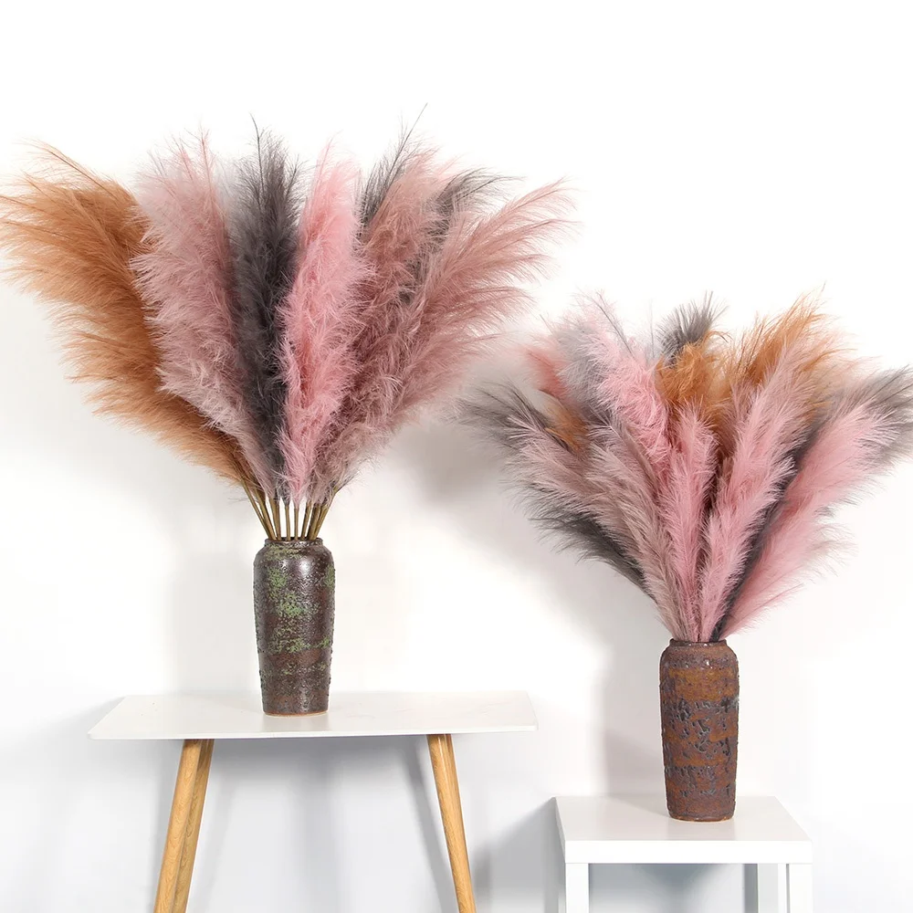 Modern Luxury 43 inch Pampas Grass Decor Beautiful Colorful Pampas Grass Artificial Flowers For Wedding Centerpieces Decoration