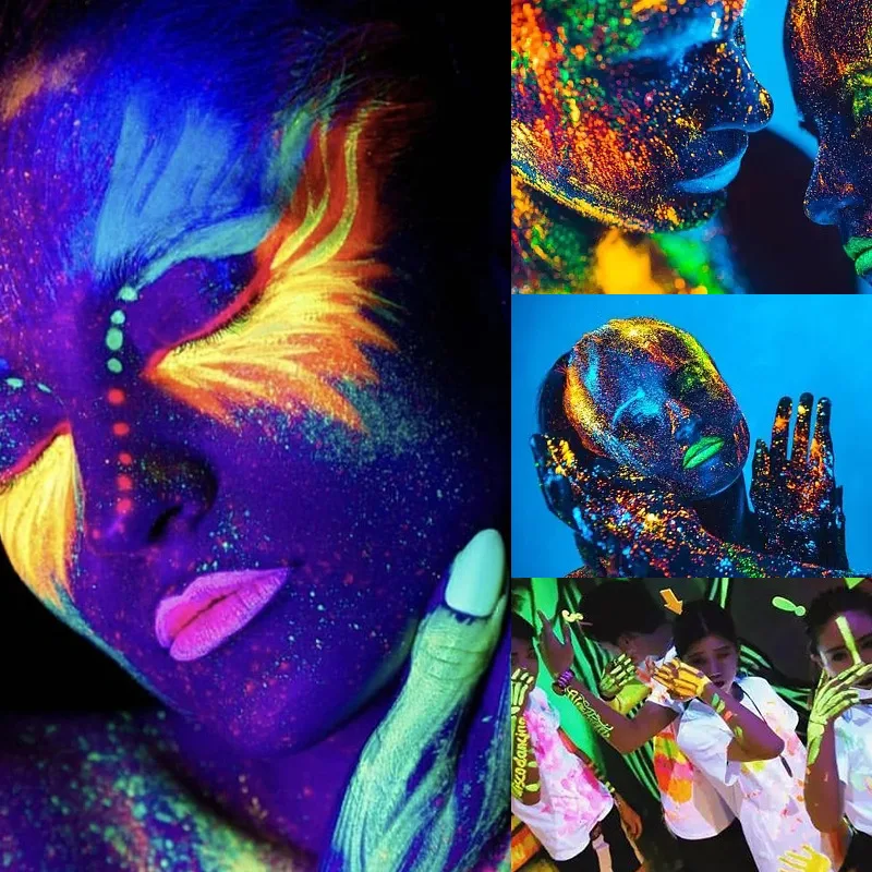 Make Up Fluorescent Body Art Water Soluble Pigment Face Paint Rainbow Cake 6 Colors Case Washable Halloween Festival