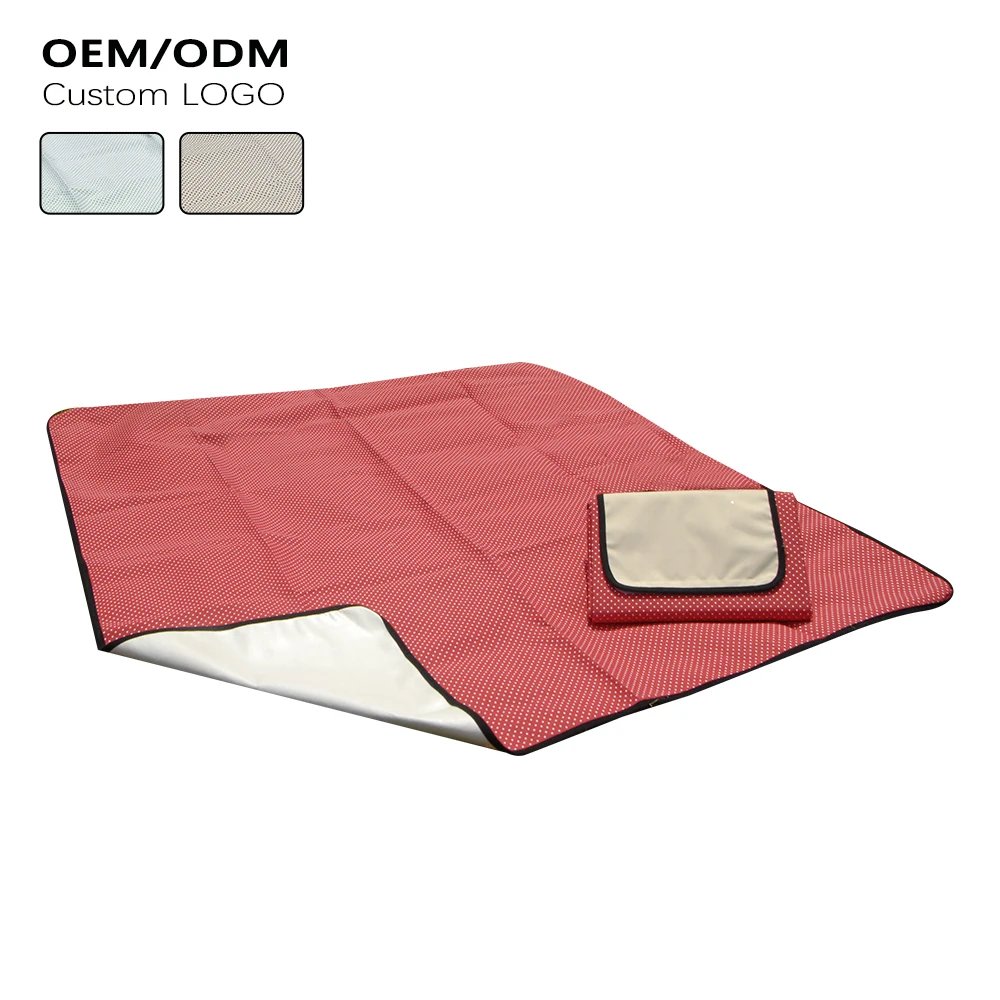 Large Compact Solid Water Resistant Travel Picnic Rug Mat Blanket with Logo