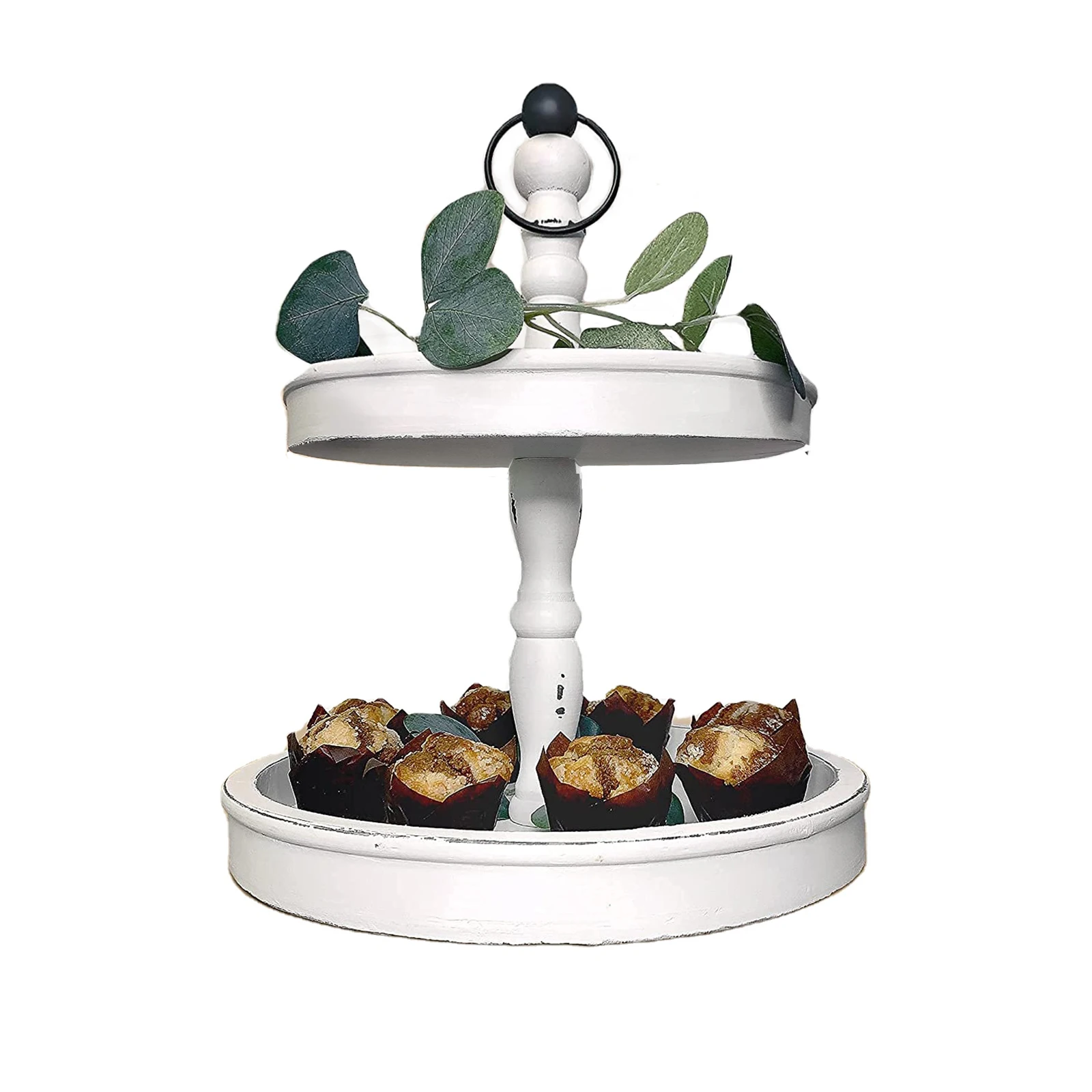 Decorative Farmhouse Two Tiered Tray Beautiful Rustic Wooden 2 Tier Serving Tray and Holiday Home Decorations