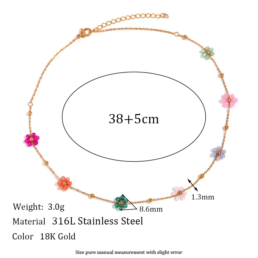 Summer Fashion Internet Celebrity Beaded Flower Chain Jewelry Innovative Design Stainless Steel Bracelet Necklace Waist Chain