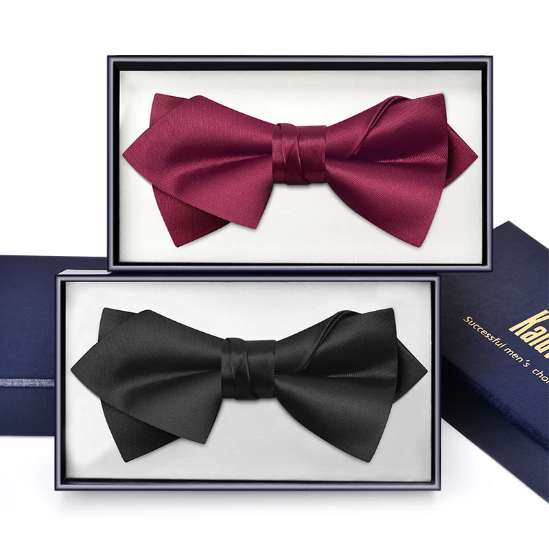 Male Wedding Party Solid Design Pre-tied Adjustable Strap Black Bow Tie