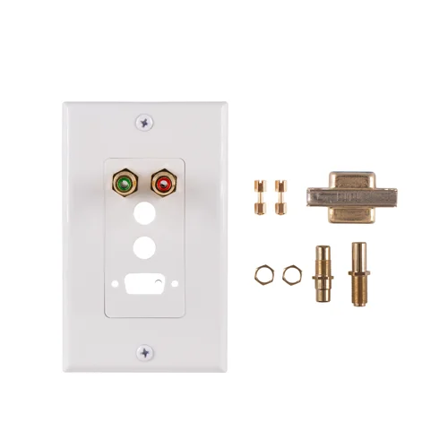 New design TRRS 3.5mm VGA 3RCA Composite Audio Video Wall Face Plate Panel(3,5mm+ 3 RCA + 1 VGA)-White