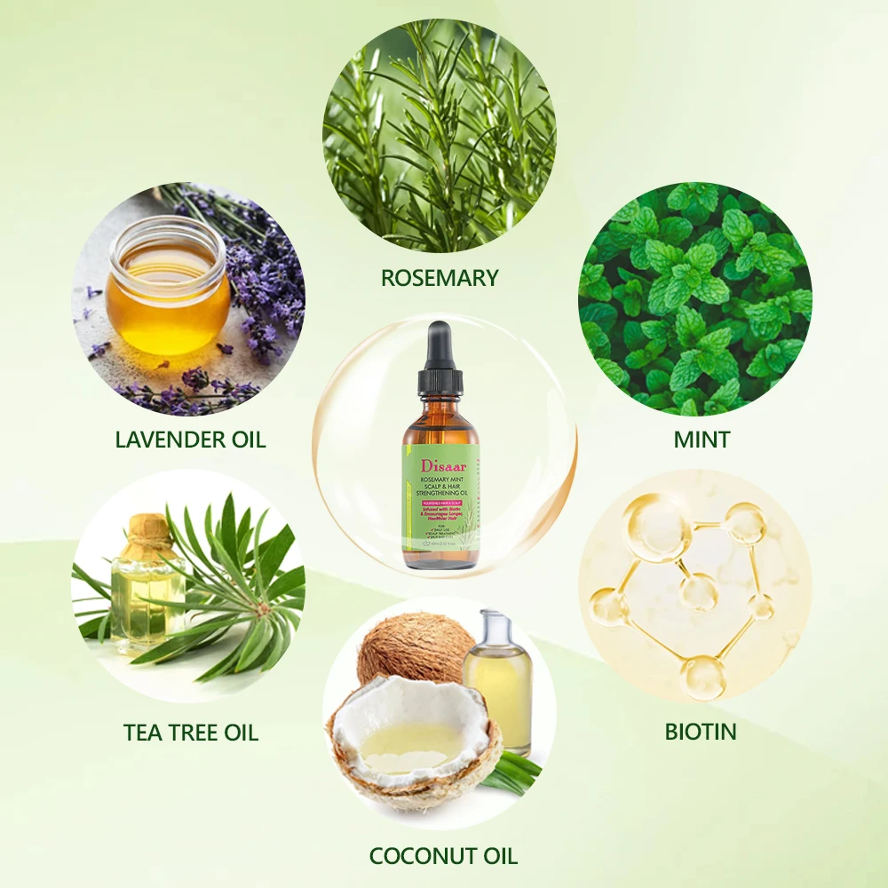 Disaar Wholesale Rosemary Mint Scalp & Hair Strengthening Oil Private Label Rosmary Oil Nourishes Hair Scalp Smooths Split Ends