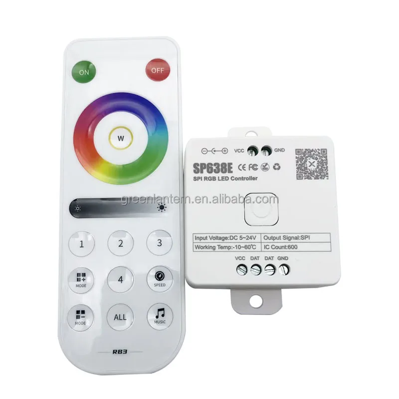 600 Pixel SPI LED Controller App 2.4G Remote Control WS2811 WS2812B Addressable RGB LED Sync Group Music Controller 5-24V SP638E