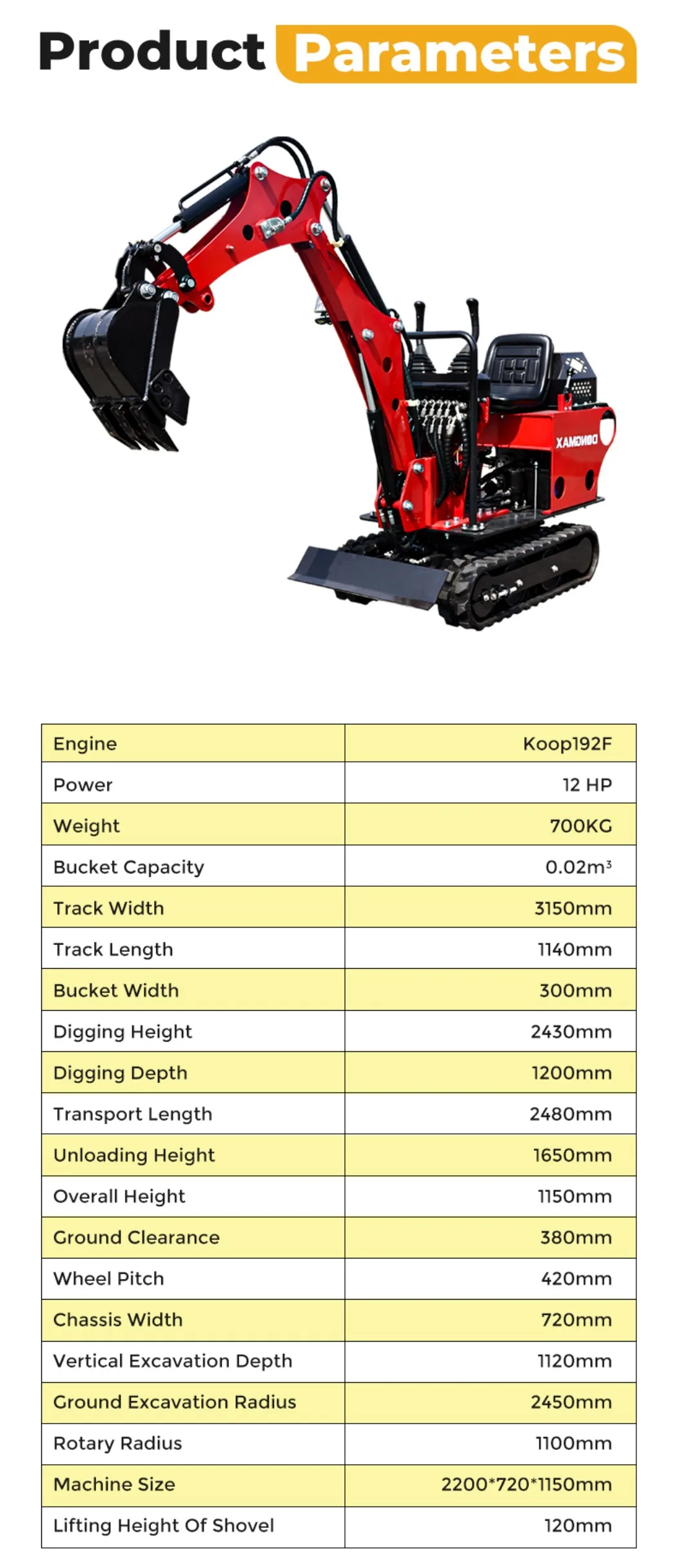 Hydraulic Digging Small Digger 0.6 Ton Garden Machine EPA/EURO Mini Crawler Excavators