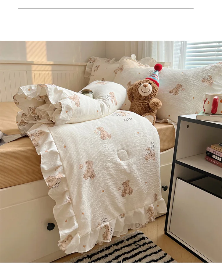 summer quilt set Summer bubble yarn small fresh air conditioning quilt washable single double summer cool quilt