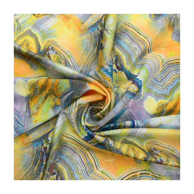 Digital Floral Design Custom Printed Satin Stretch Silky Silk Like Polyester Satin Fabric for Dresses