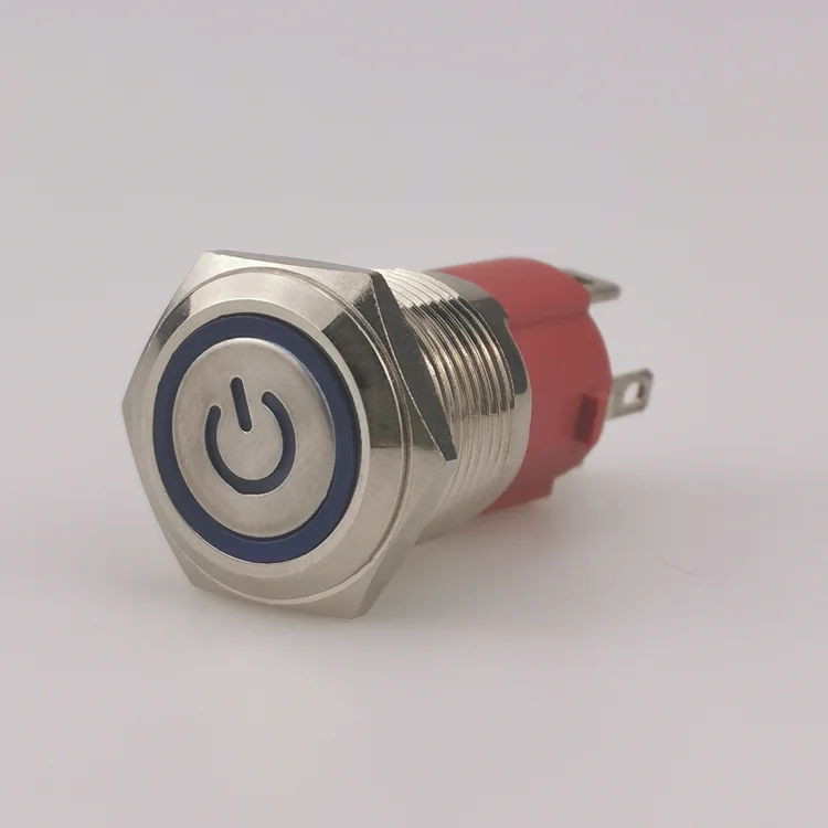 16mm high current metal waterproof momentary Power symbol switch button led car light motor lock power Push Button Start Switch