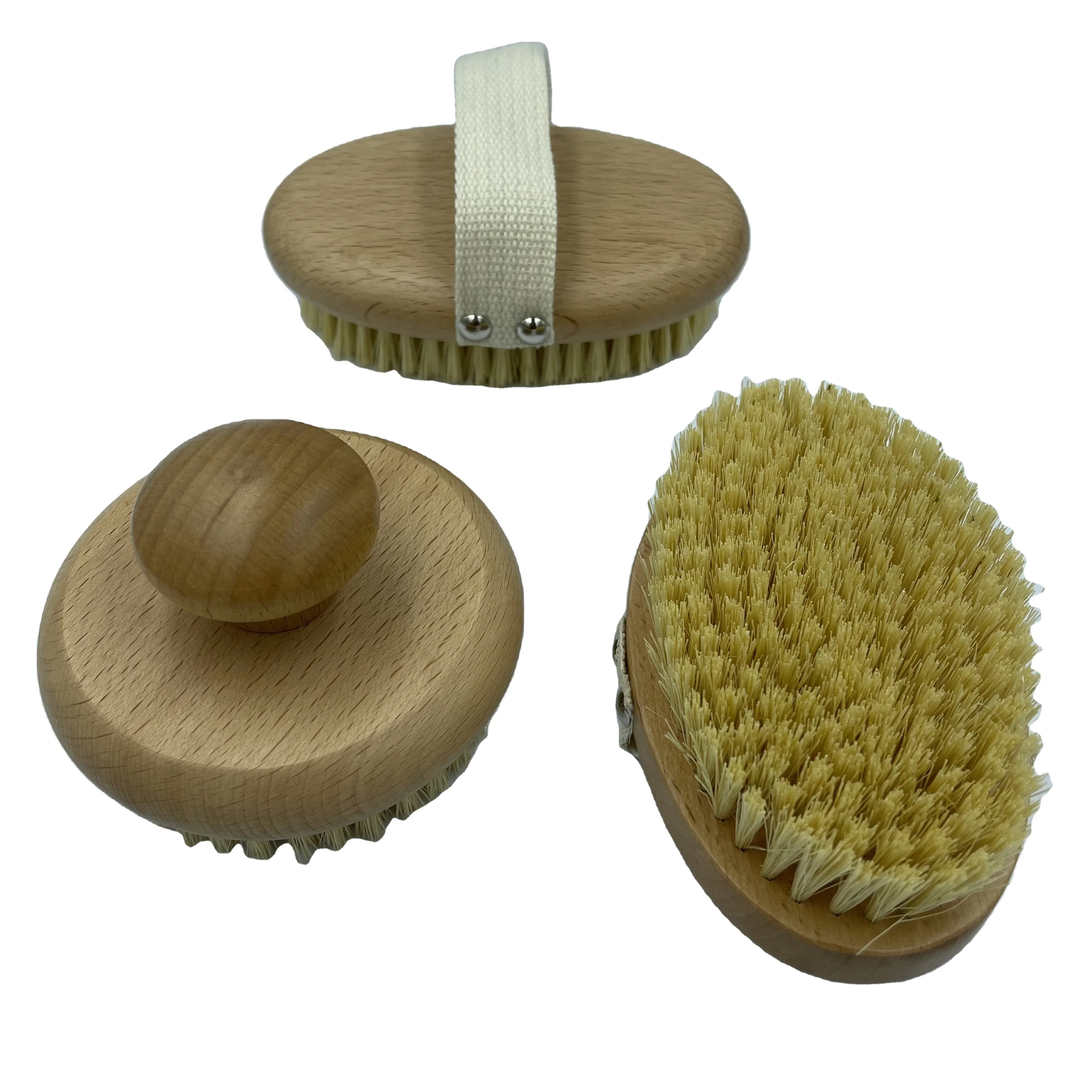 Factory wholesale natural vegan sisal bristle bathroom scrub brush shower dry body bath cleaning wooden brush