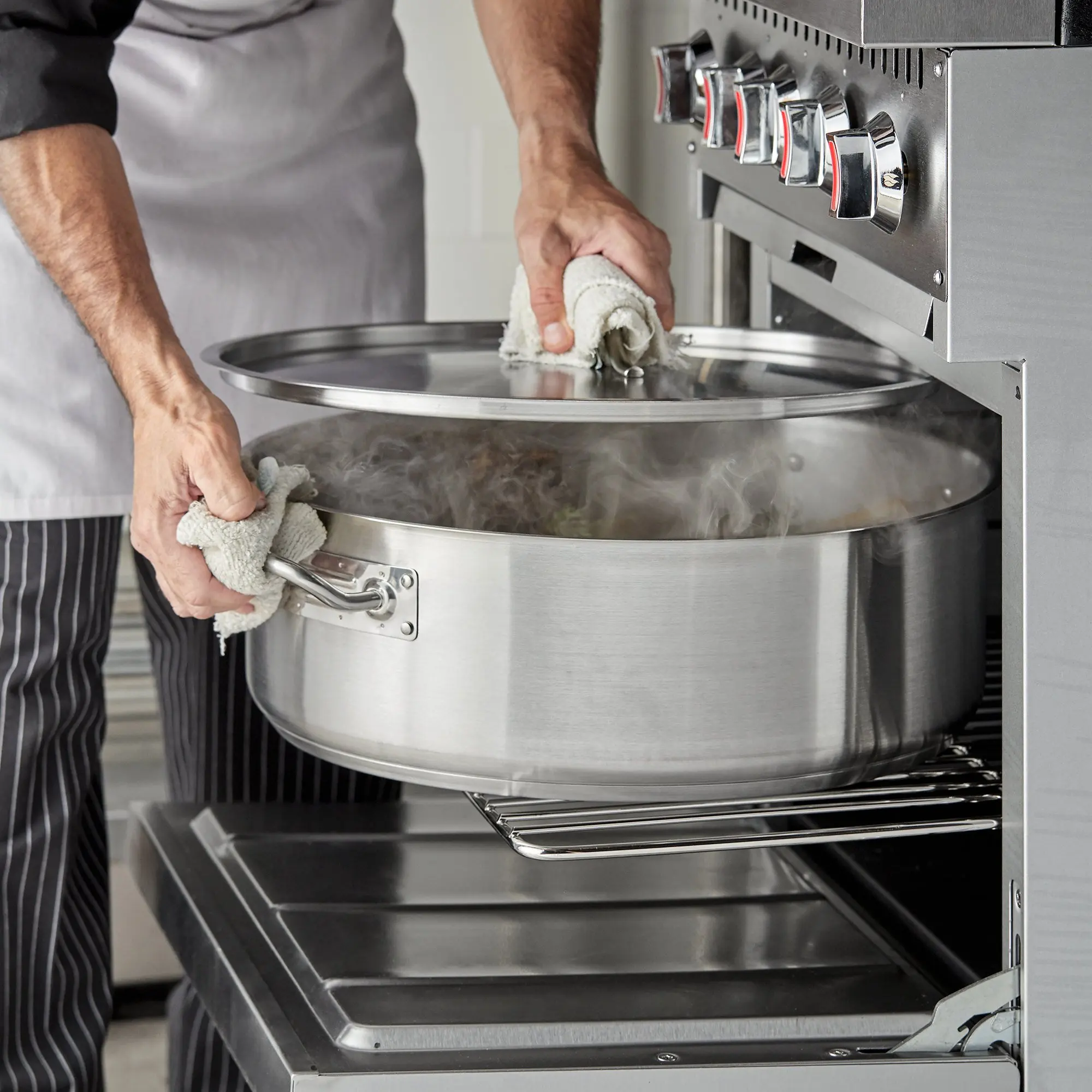 25QT Коммерческая жаровня/кастрюля для тушения большой индукционной кастрюли композитная сковорода кухонная посуда суп кастрюля