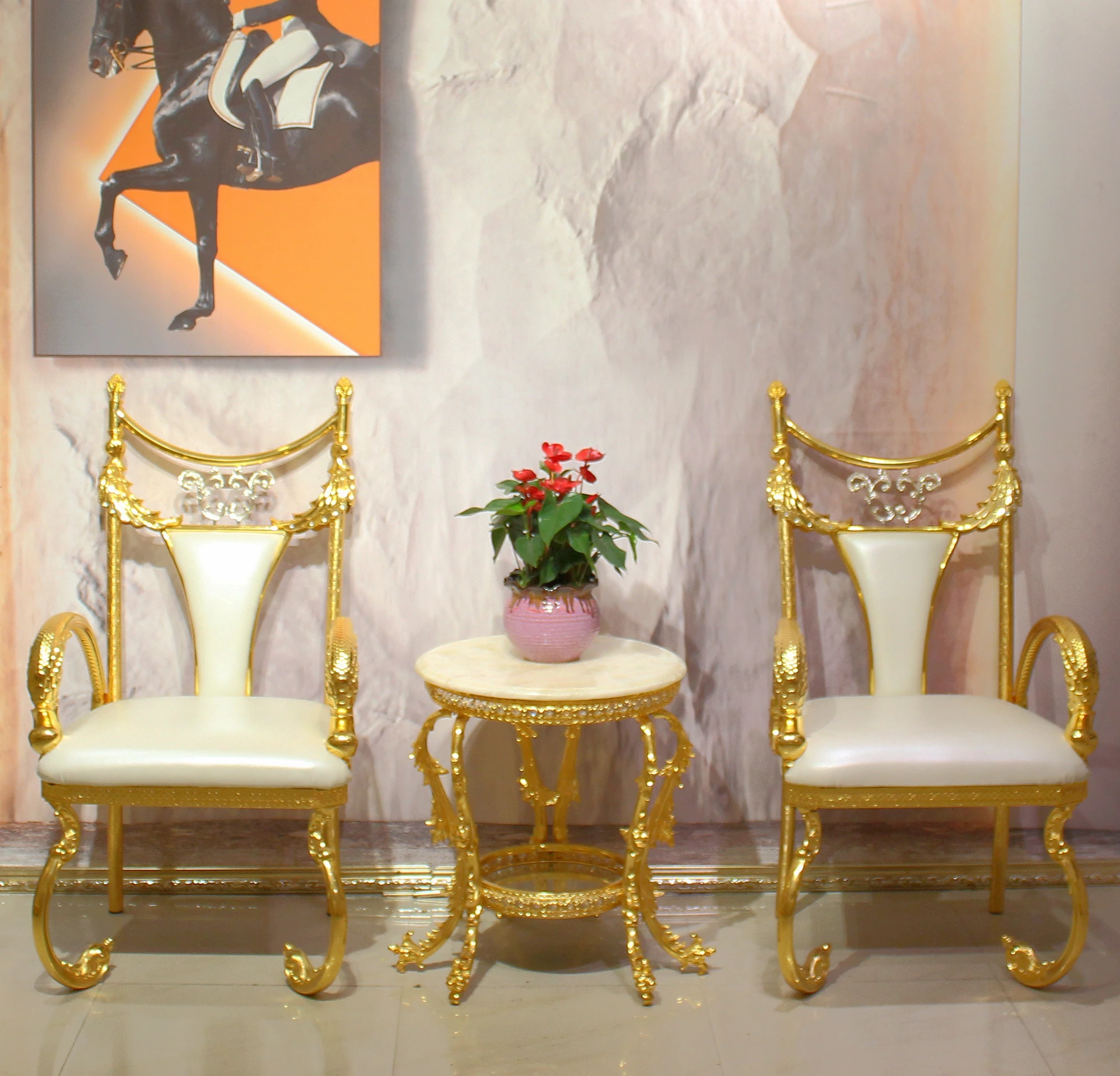 Европейский свадебный стул для отдыха гостиница гостиная обеденный кожаный золотой