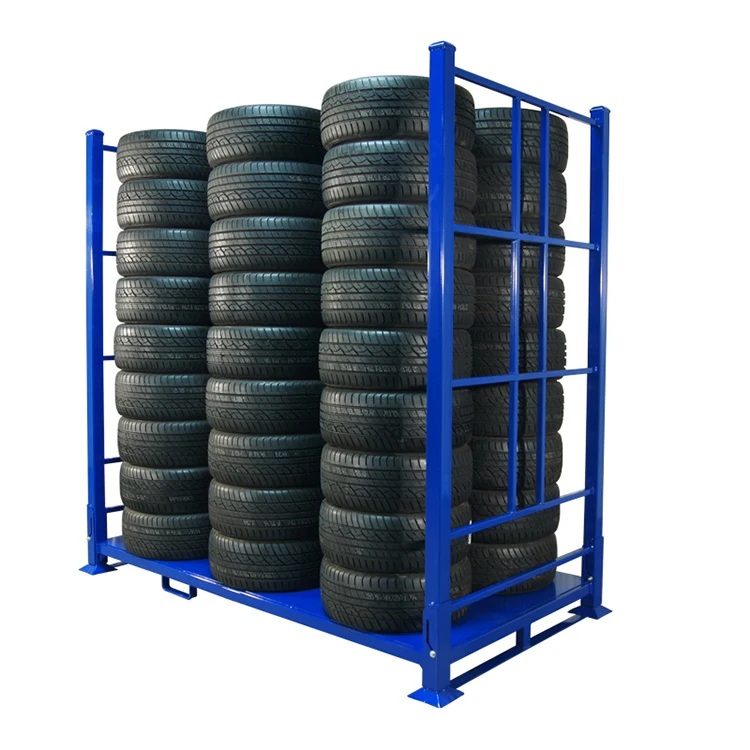 Stackable Adjustable Tyre Storage Shelves Foldable Detachable Steel Warehouse Tire Stillage Stacking Racks