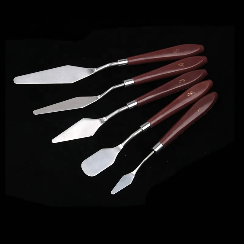 5Pcs Mixed Stainless Steel Painting Palette Knife With Plastic Handle Scraper Spatula Art Supplies for Artist Canvas Oil Paint
