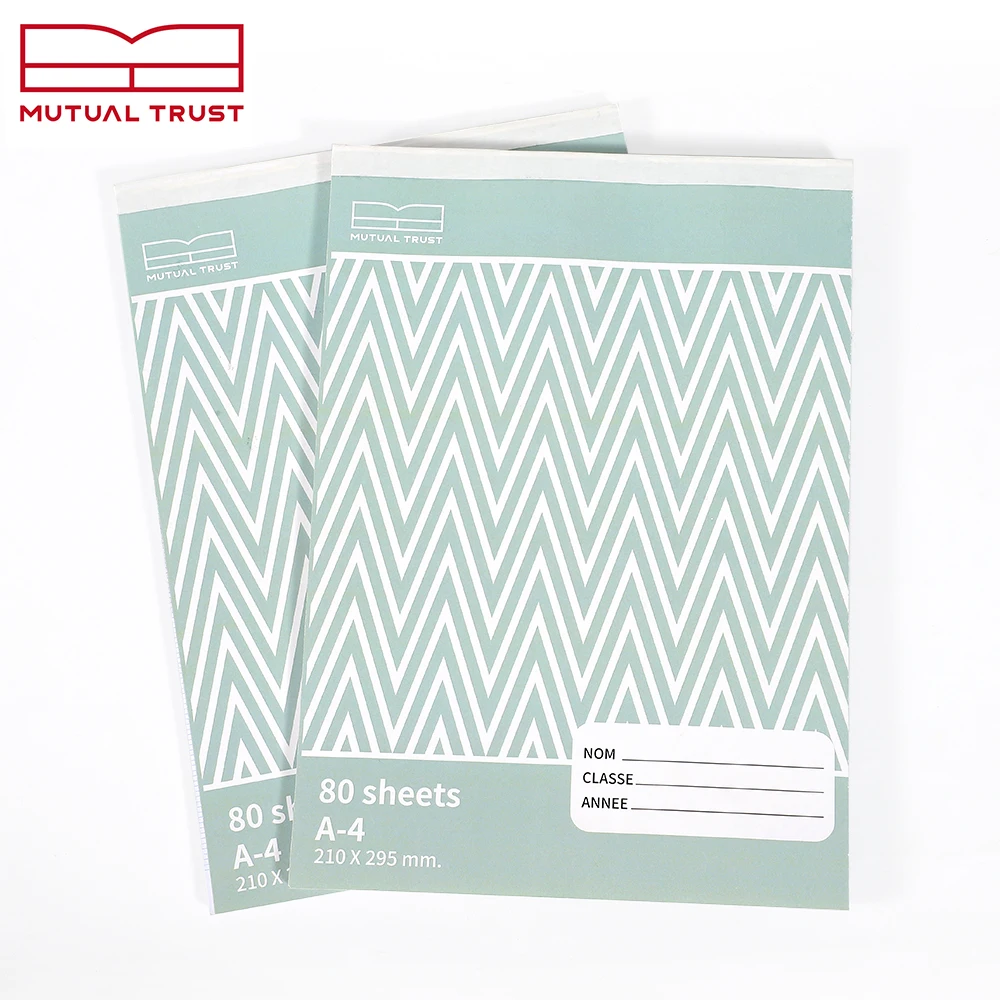 Mutual trust A4 notebooks Legal Pads, French-Ruled Format Writing Pads,Flip up wrapped-ridge Glue Binding Notepad with 80 Sheets