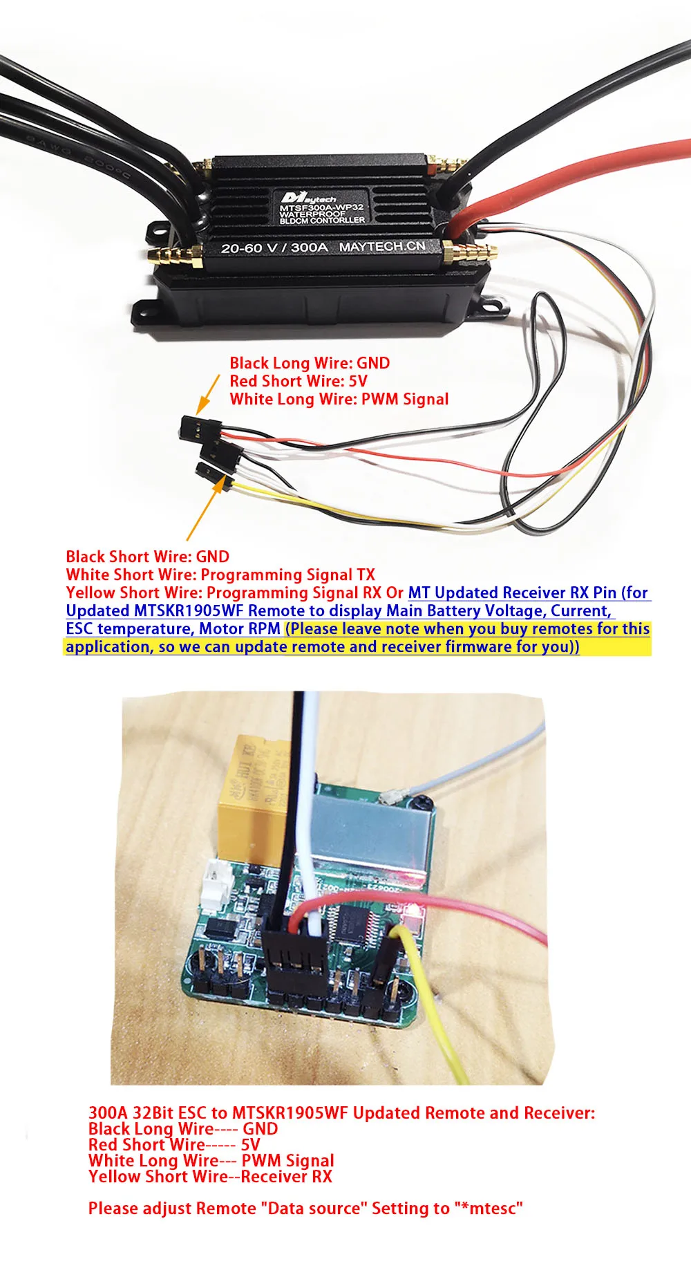 Maytech Efoil 300A Waterproof ESC IP68 Waterproof Speed Controller for Electric PodDrive Underwater Thruster Electric Foil
