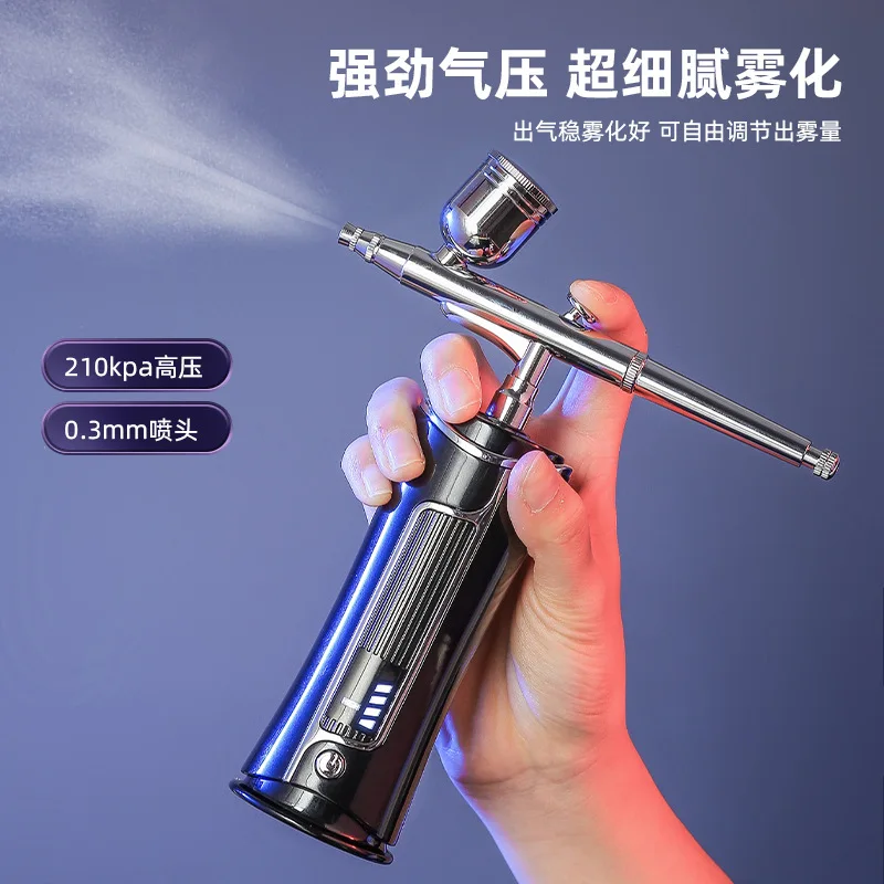 Portable Usb Rechargeable Nails Nano Spray Gun Mini Airbrush With Compressor Kit Airbrush Gun For Make Up Nail Art Cake Paint