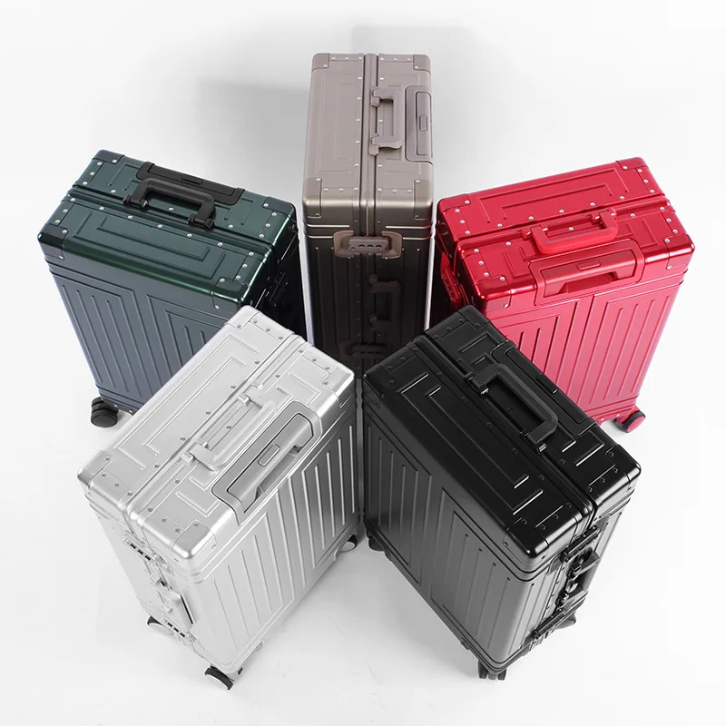 Carryon Luggage Aluminum Trolley Suitcase Private Label Cabin Luggage Valigia Suitcase With Metal Hand