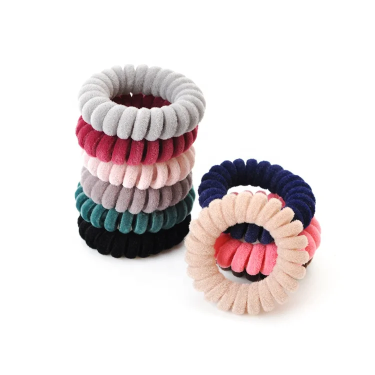 Girl Woman Knit Telephone Wire Elastic Hair Bands Rubber Band  Hair Rope Screw-type Shape Hair Ties Headwear