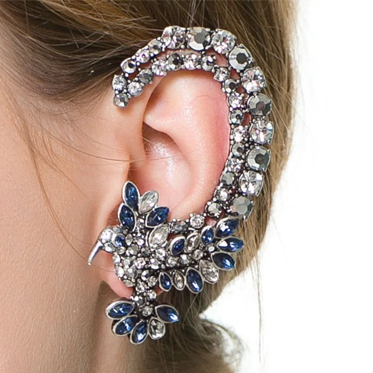 charming Gothic crystal left earrings Animal Erring Ear Cuff Wrap Clip Earring for women