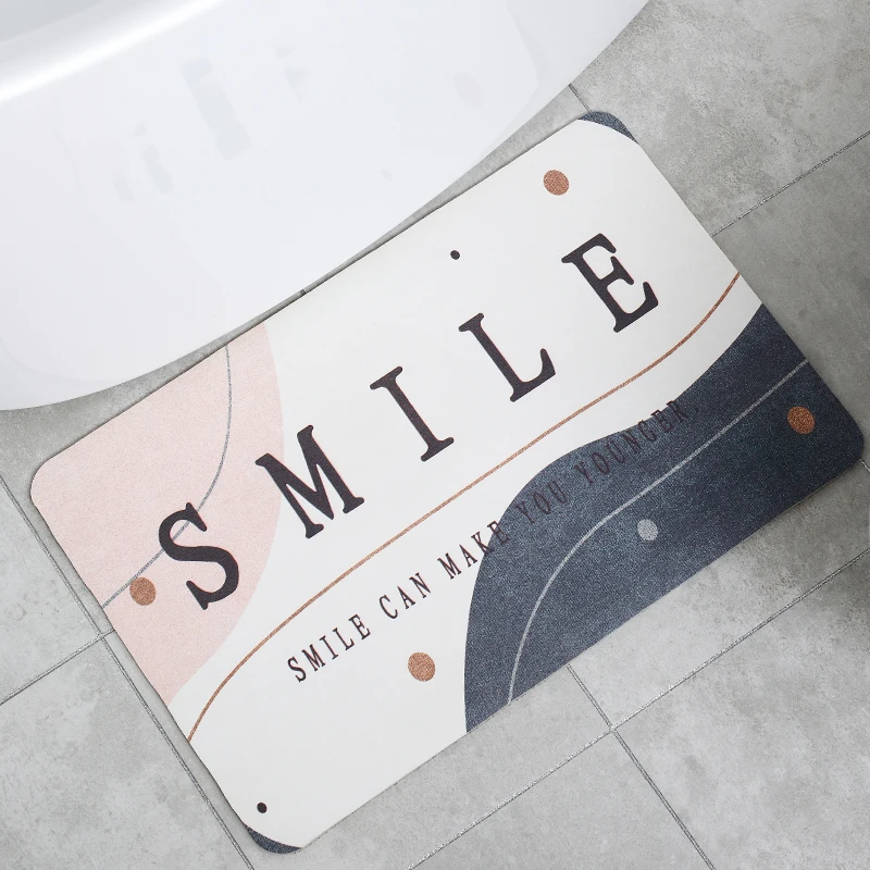 Hot Sell Quick-drying Printed Diatomaceous Earth Bath Foot Mat And Absorbent Anti Slip Shower Mat