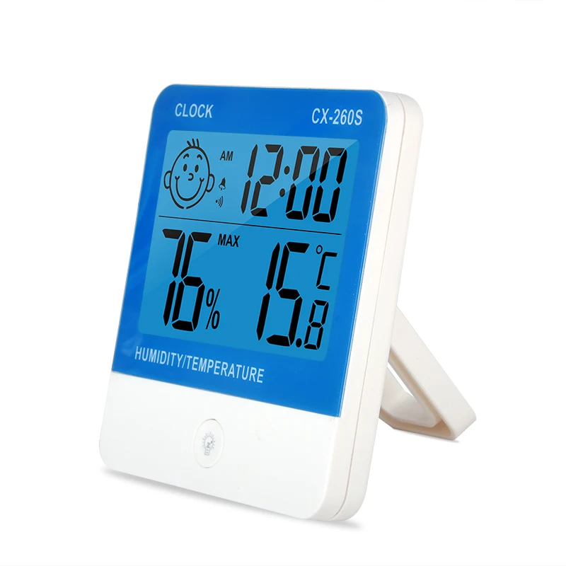 Indoor thermo hygrometer with clock digital hygrometer thermometer with backlight