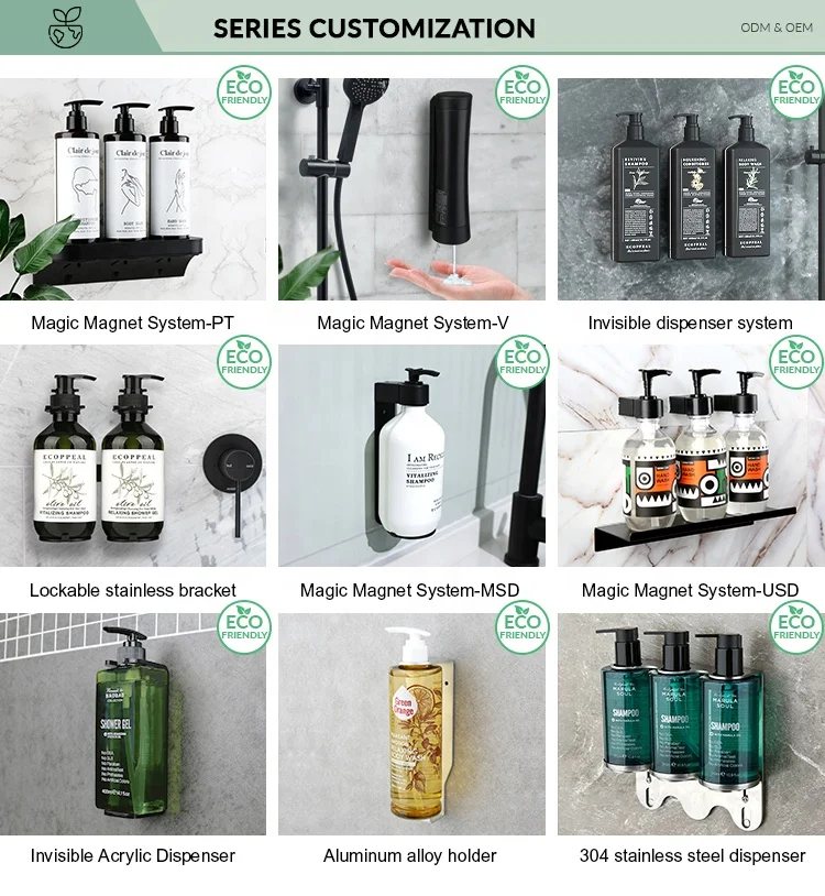 Eco GRS Recycled 400mI 14.1fl.oz Wall Flash Hotel Floating Dispenser Cartridge Hanging Shower Gel Dispenser