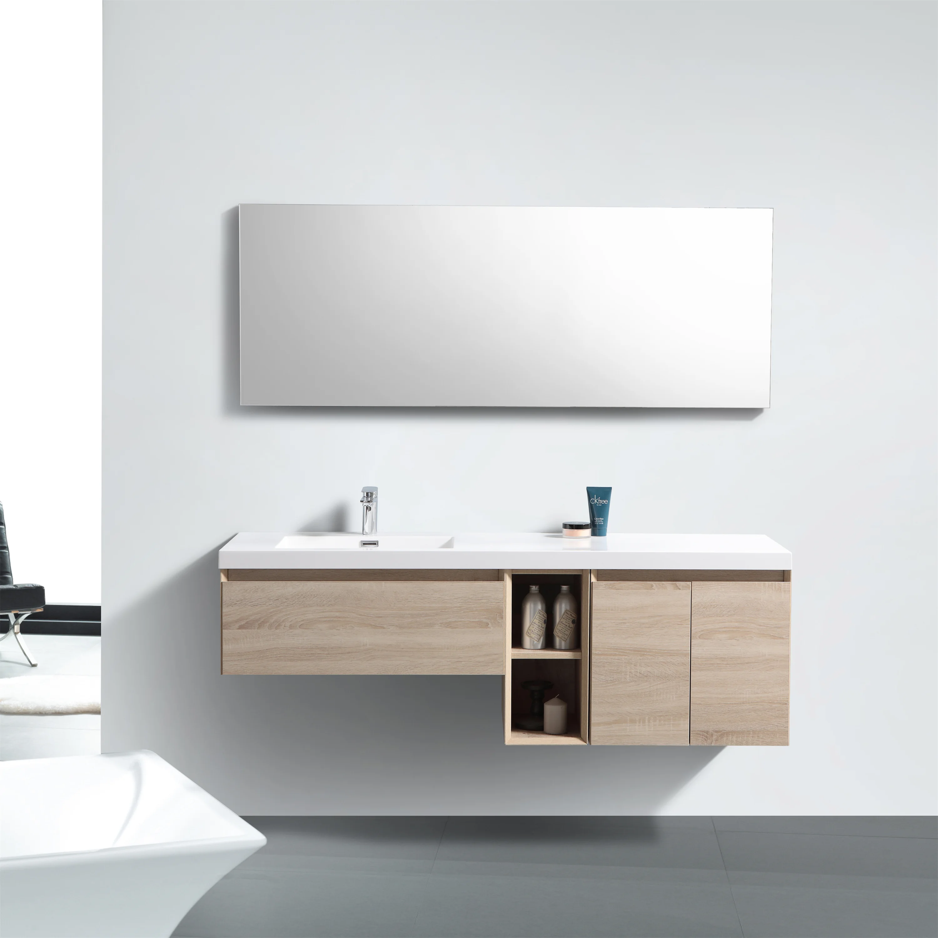  Customized Design Bathroom Cabinet With Mirror Modern with Integrated