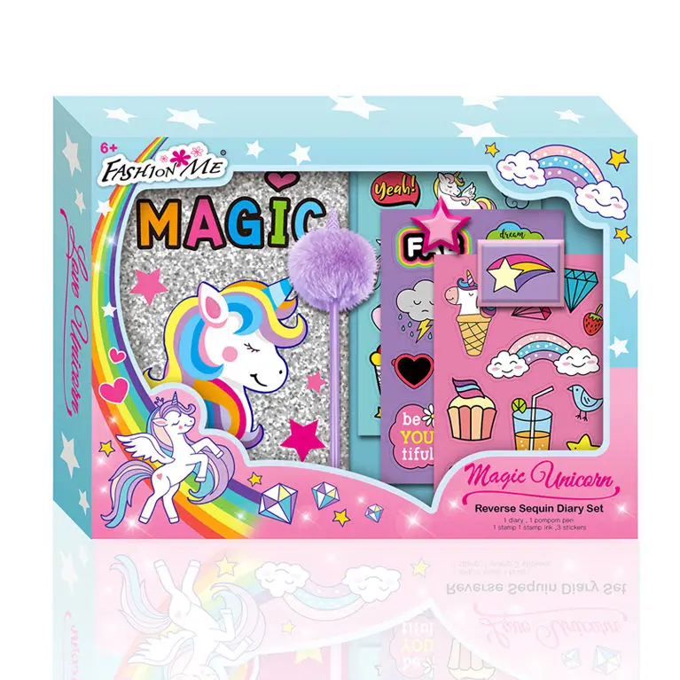 Notebook Doodles Diary Notebook Custom Unicorn Glitter Notebook With Pen Attached